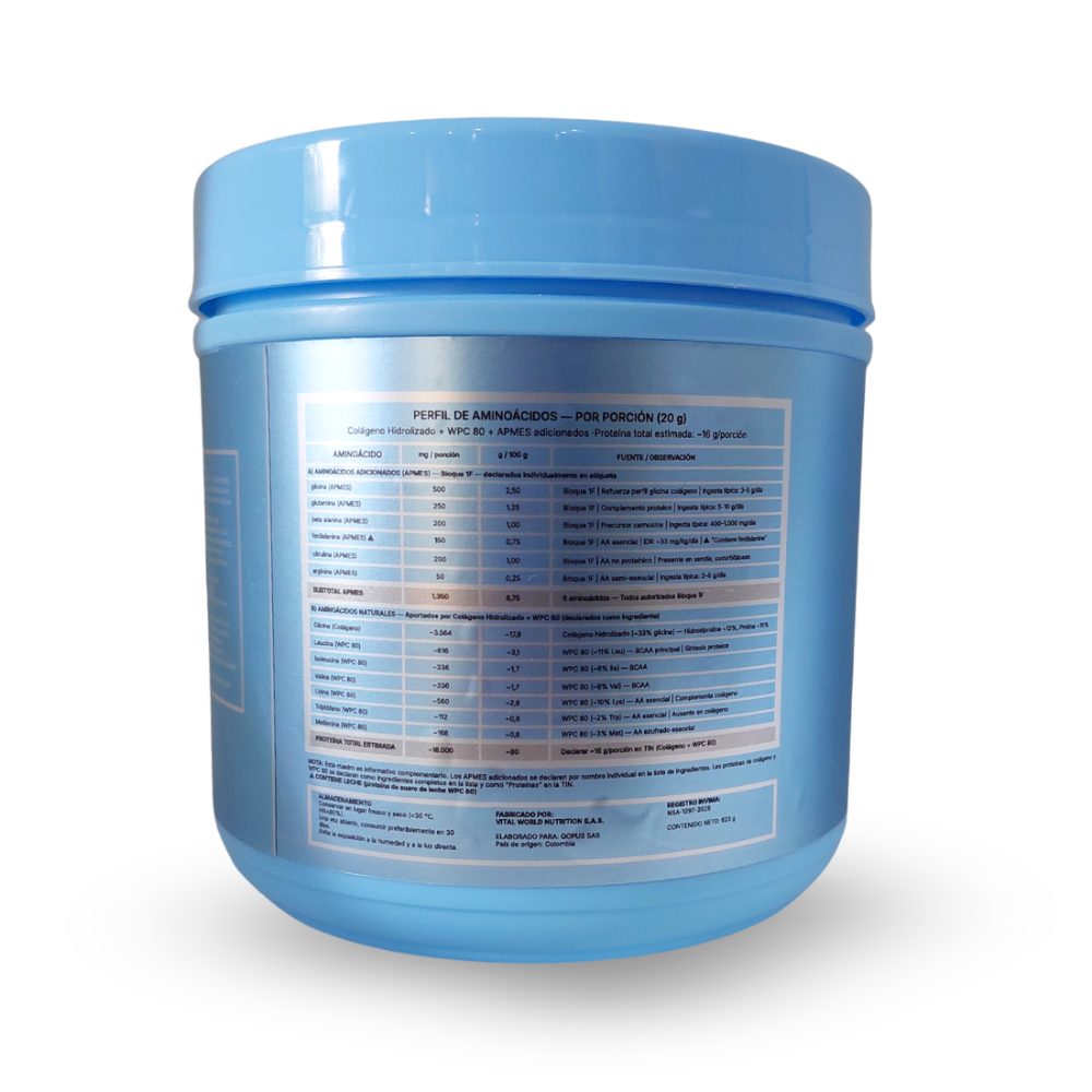 Perfil de aminoácidos y fabricante de Collagen With-Peptides Protein