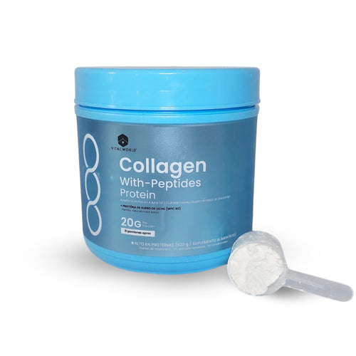 Tarro de Collagen With-Peptides Protein con su medidor