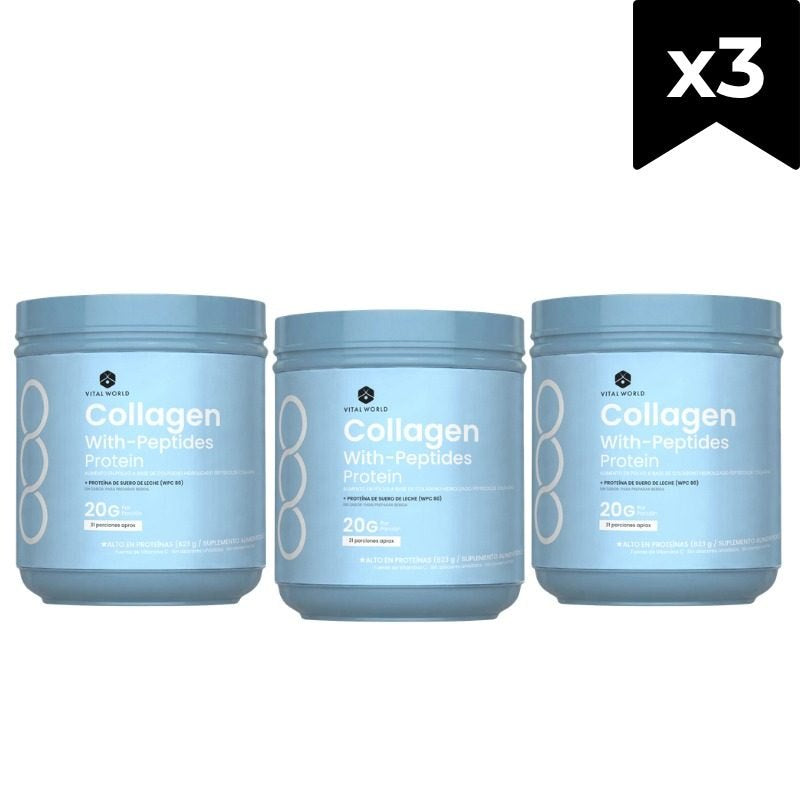 3 tarros de Collagen With-Peptides Protein