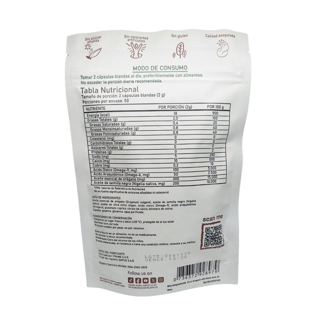 Tabla nutricional de Oil of Oregano