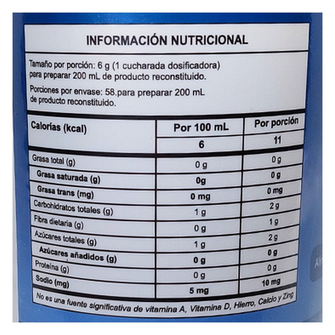 Tabla nutricional de Calm by Vital World