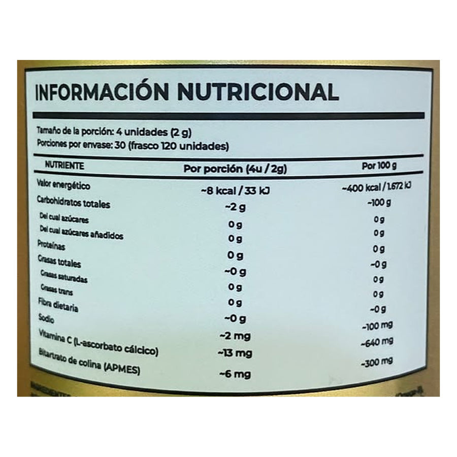 Tabla nutricional de Cúrcuma curcumina Vital World