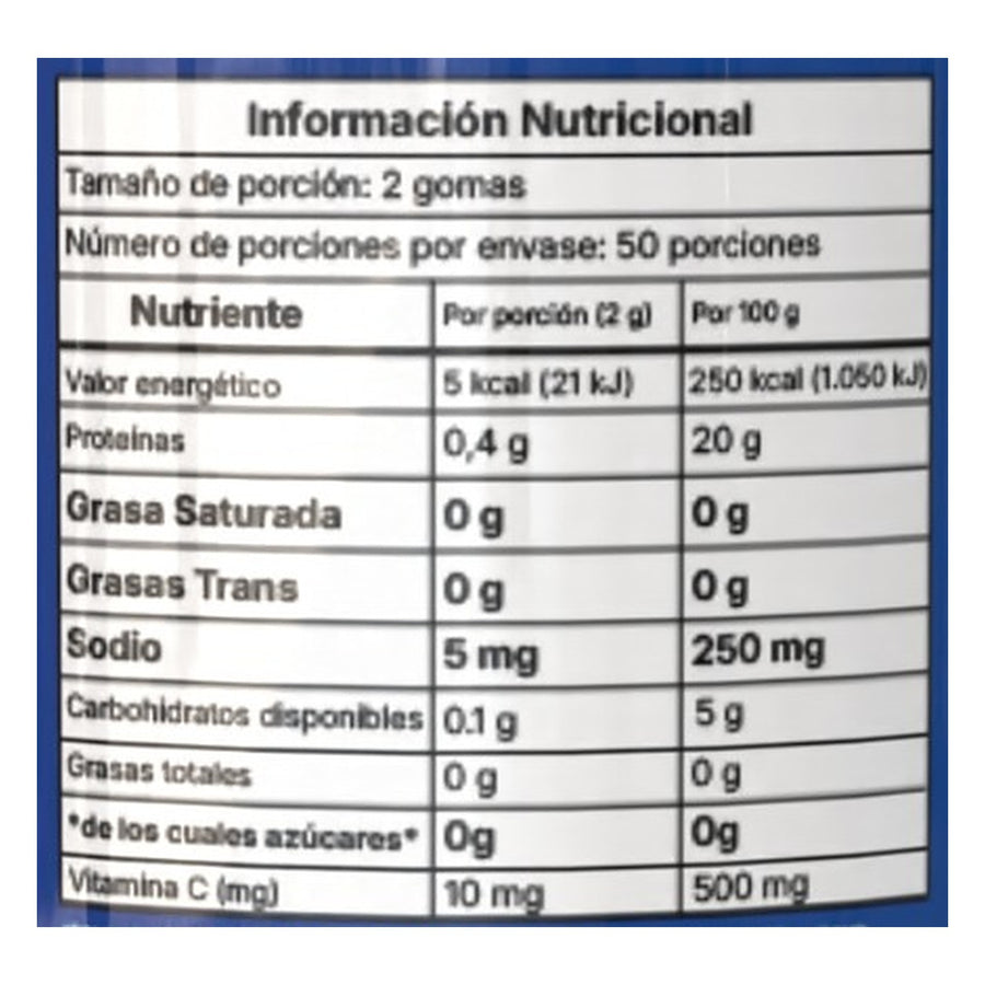Tabla nutricional de Maca, borojó, chontaduro y guaraná